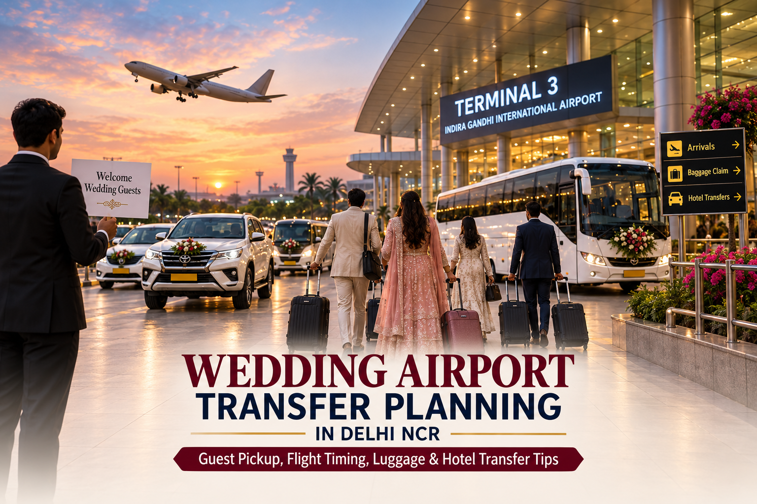 Wedding Airport Transfer Planning in Delhi NCR – Guest Pickup, Flight Timing, Luggage & Hotel Transfer Tips