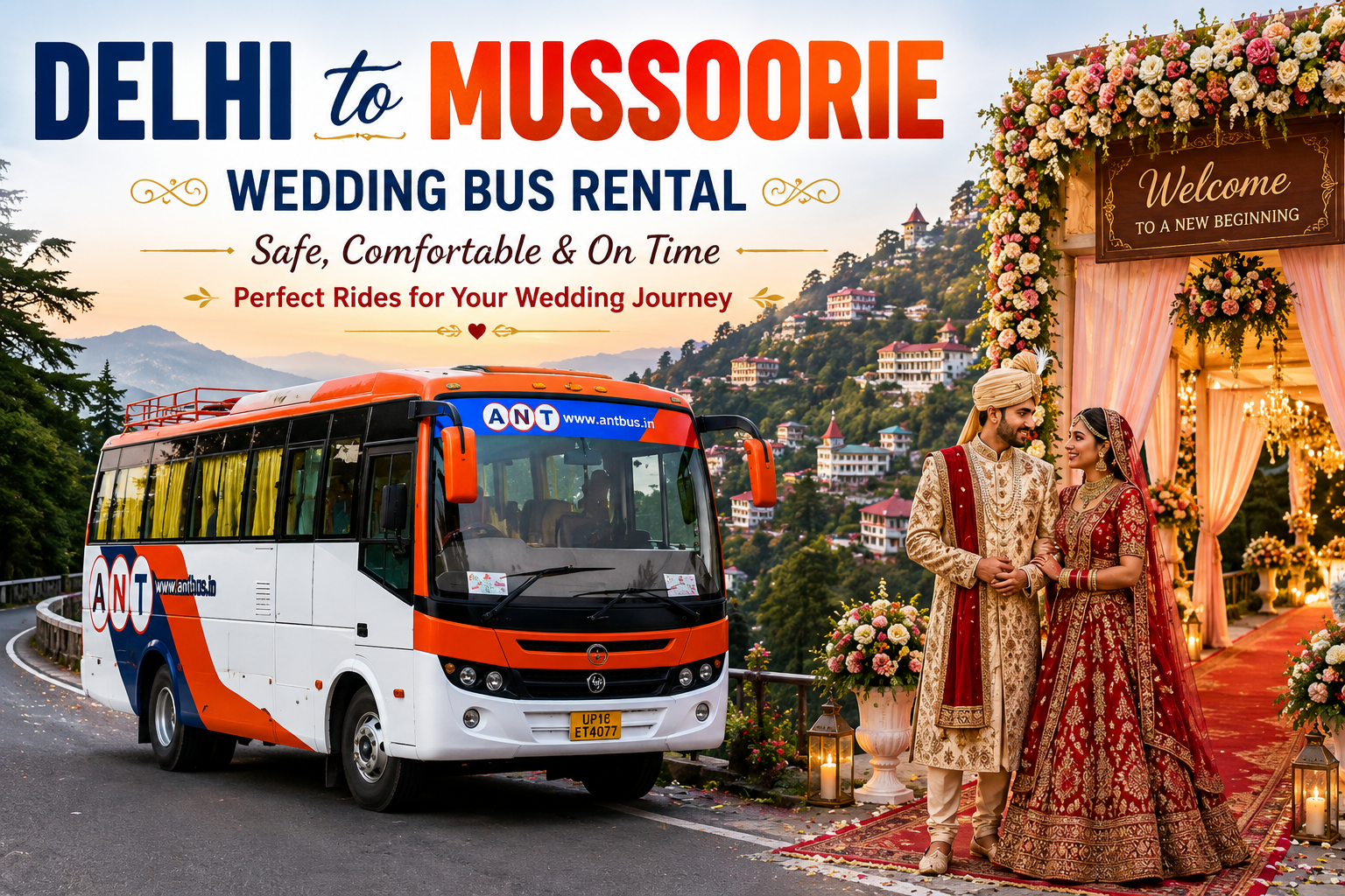Delhi to Mussoorie Wedding Bus Rental – 21 to 32 Seater Mini Bus